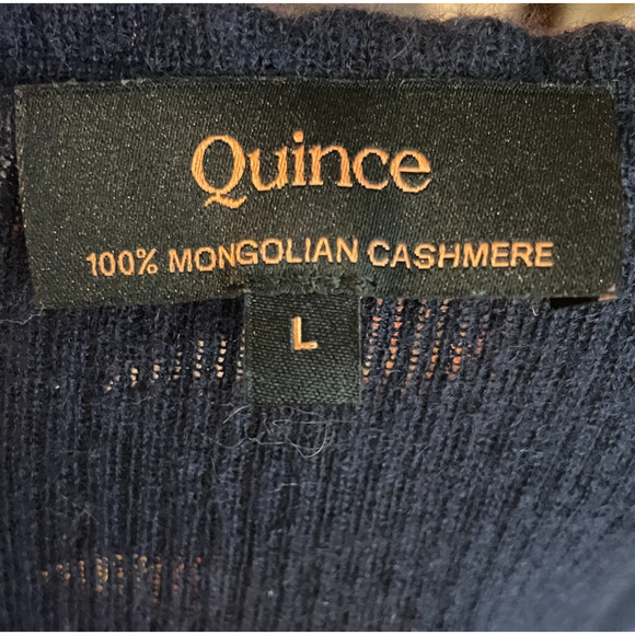 Women's Large Quince 100% Mongolian Cashmere Navy Blue Ribbed Sweater - Picture 5 of 5